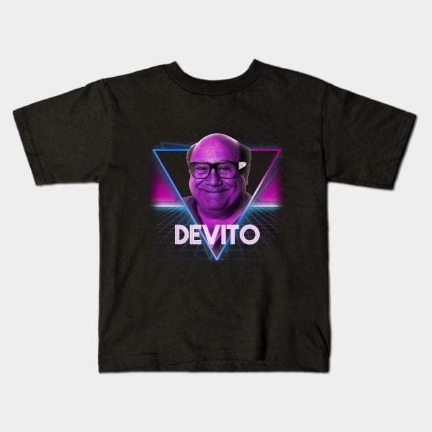 Danny Devito Retro 80s Neon Landscape Kids T-Shirt by Bevatron